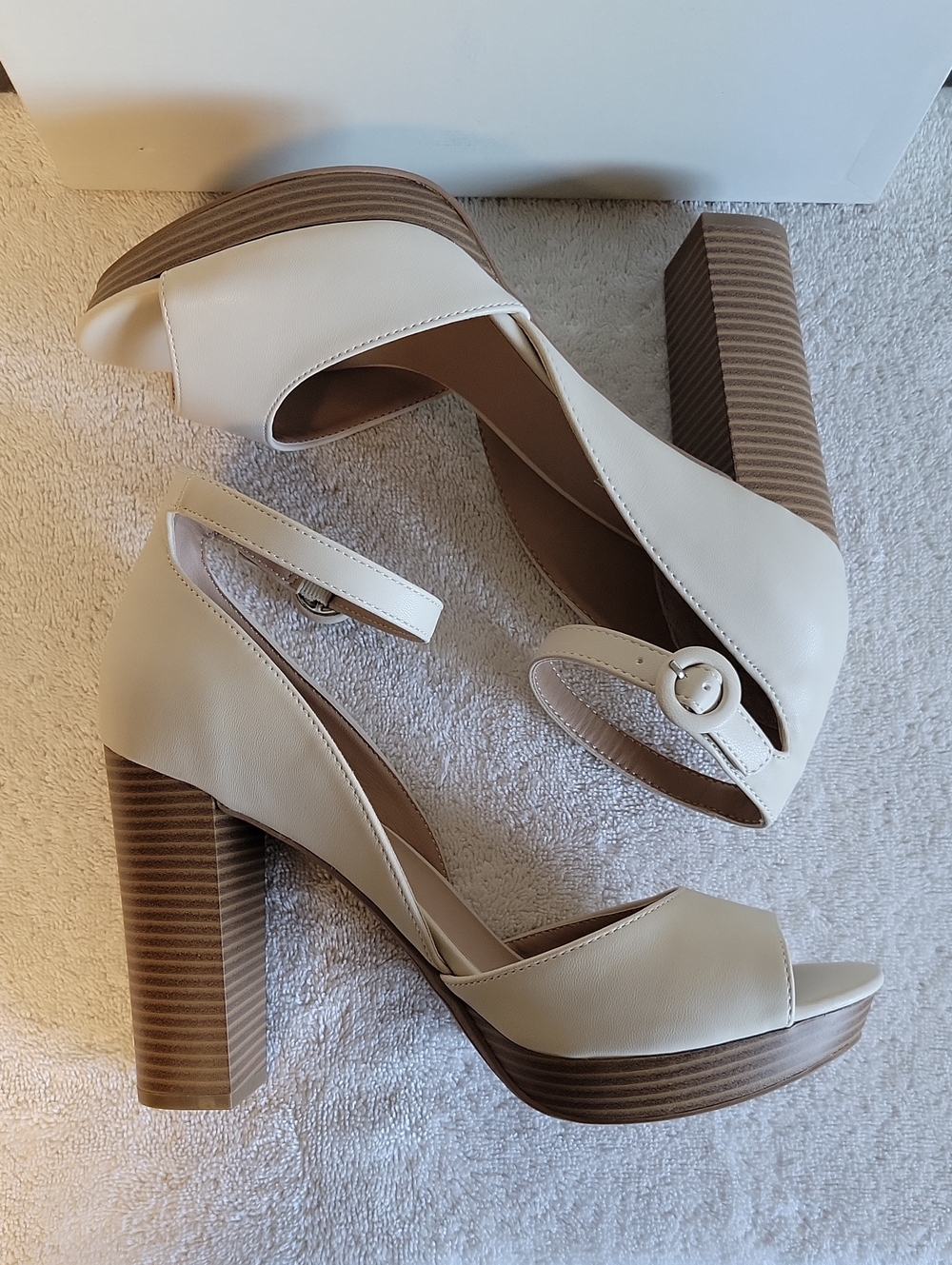 Sun + Stone "Reeta" Peep-toe, Block Heel Platform Sandals, NIB - Picture 8 of 11
